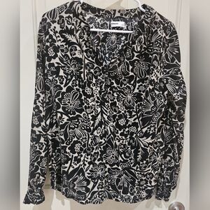 Monsoon Black and Tan Floral Women's Top